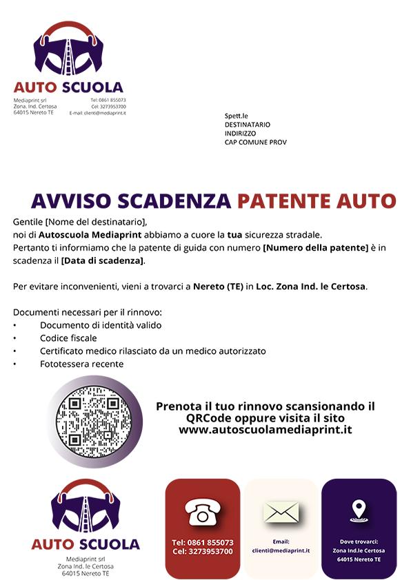 Modello lettera